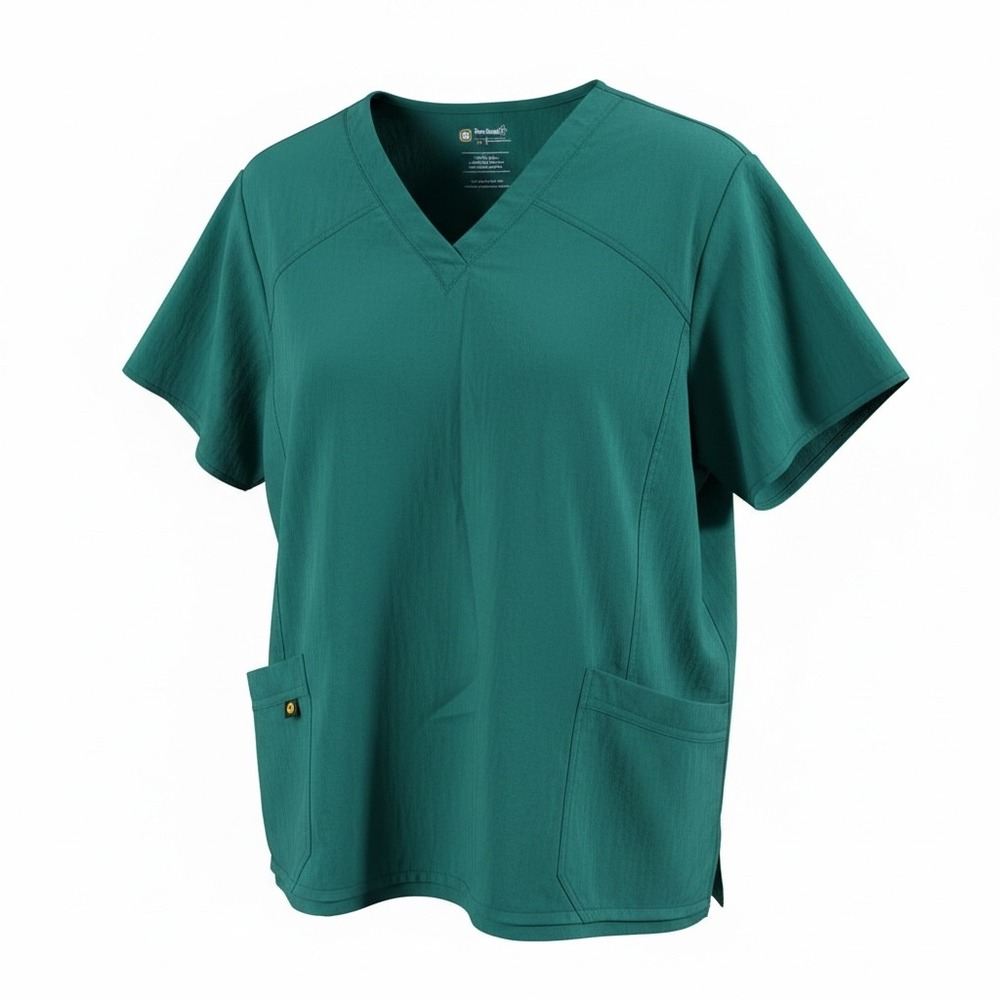 WonderWink Four-Stretch 5X Teal Green V-Neck Scrub Top 6214 Plus Size Womens